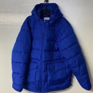 Old Navy Coat Men Size XL Puffer Jacket Blue Full Zip Heavyweight Hooded Pockets